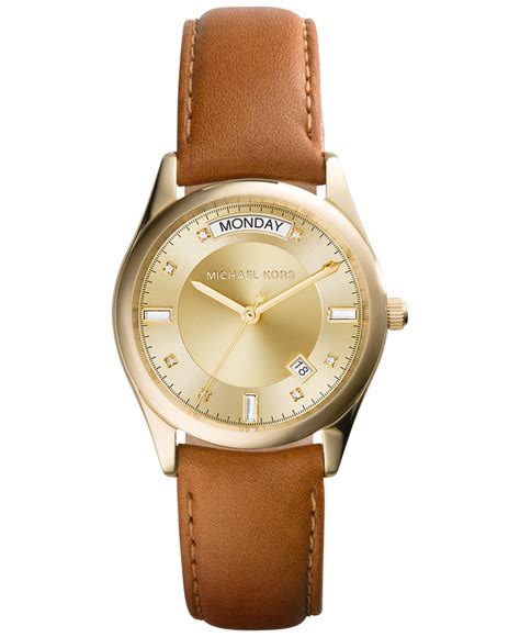 michael kors ladies leather strap watches